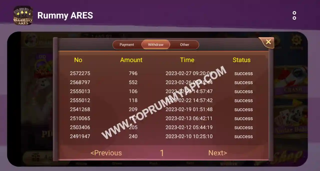 Rummy Ares Payment Proof Top 20 Rummy App List 51 Bonus