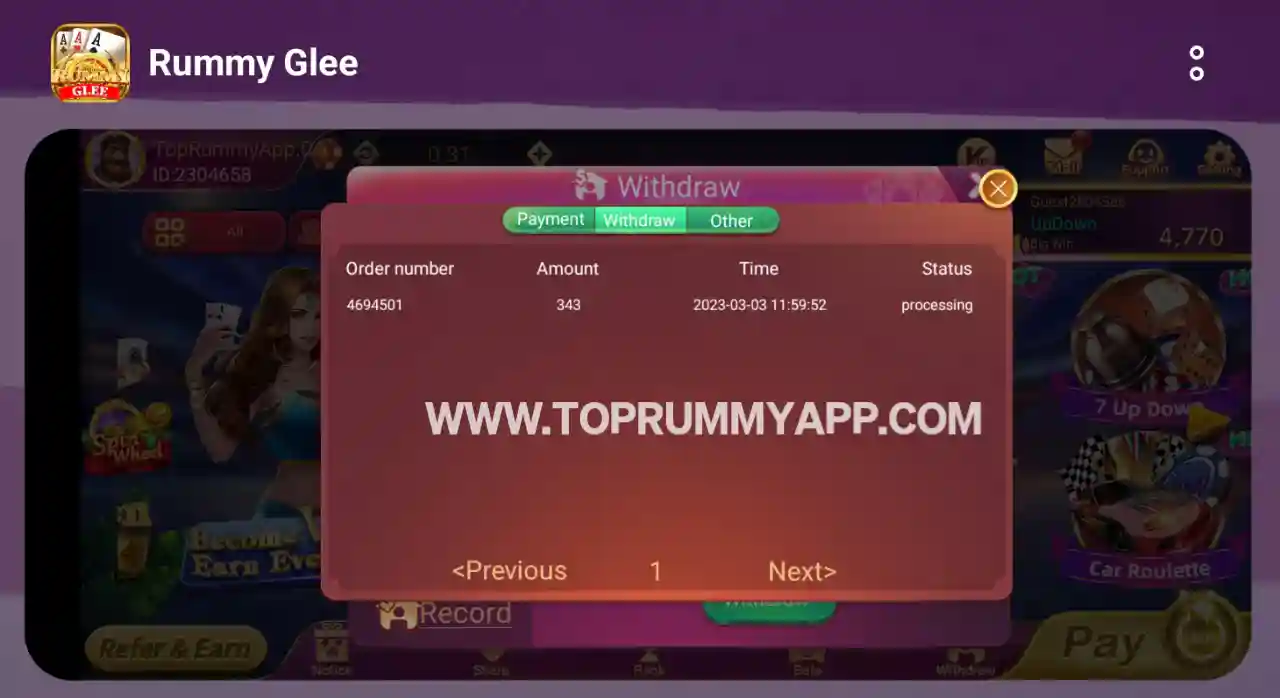 Rummy Glee Payment Proof Top 20 Rummy App List 41 Bonus