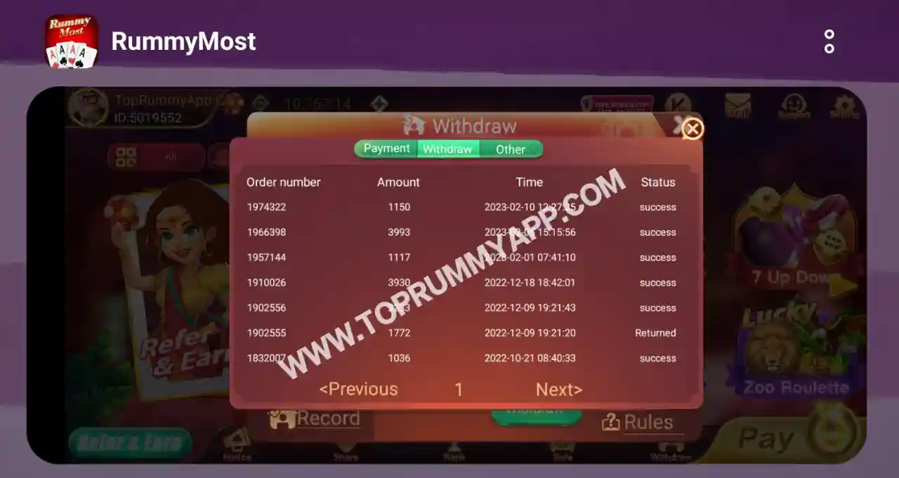 Rummy Most Payment Proof Top 20 Rummy App List 51 Bonus